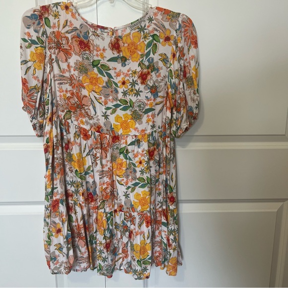 puff-sleeve tiered babydoll prairie summer dress boutique cottagecore milkmaid - Picture 4 of 15